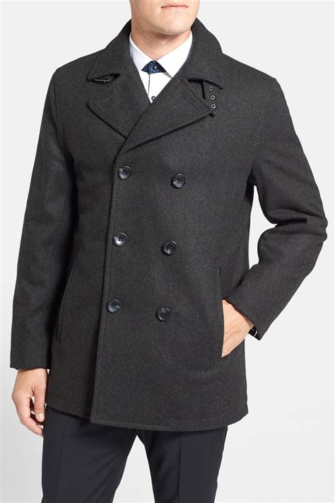 michael michael kors mens wool blend peacoat with scarf|Wool Blend Oversized Peacoat .